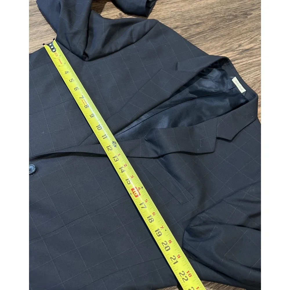 Banana Republic Tailored Fit Windowpane Navy Suit Mens Pants 44L 33X34-Set